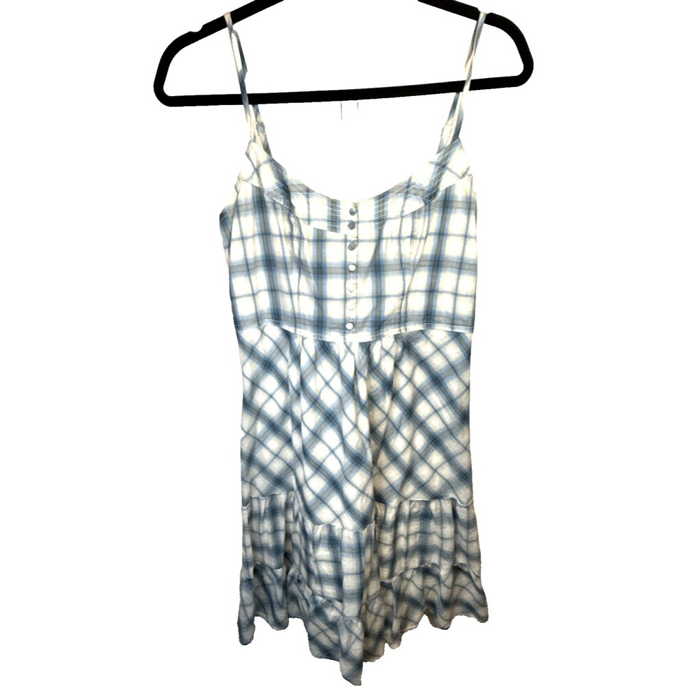 American Eagle Babydoll Smocked Knee Dress Women’s Size 6 Blue Cotton Lined Y2K